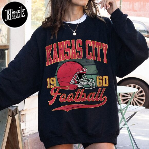 Kansas City Football Vintage Style Crewneck Sweatshirt 17 - Picture 1 of 5